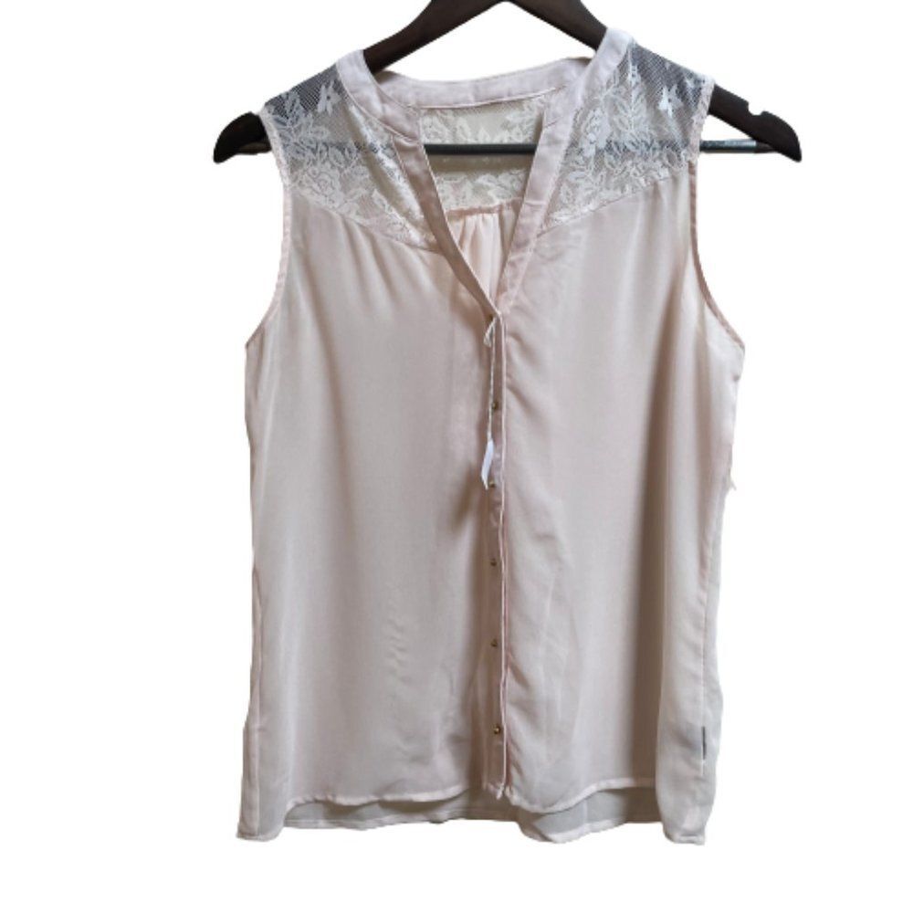 Women’s Sheer Blush Pink Blouse Top Size Small